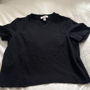 COS Jet Black Short Sleeve Top